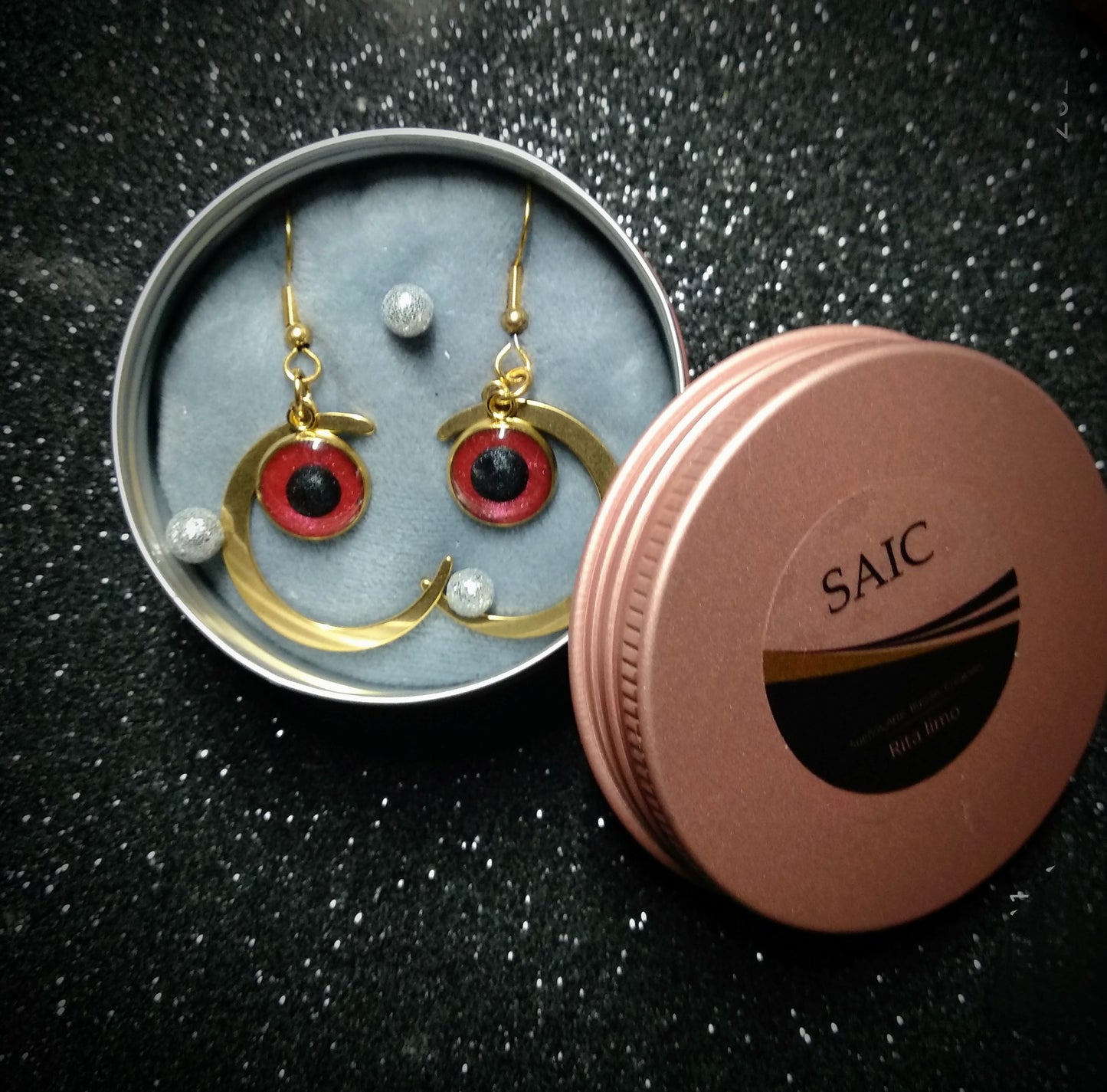 Colección luna pendientes rojo oro